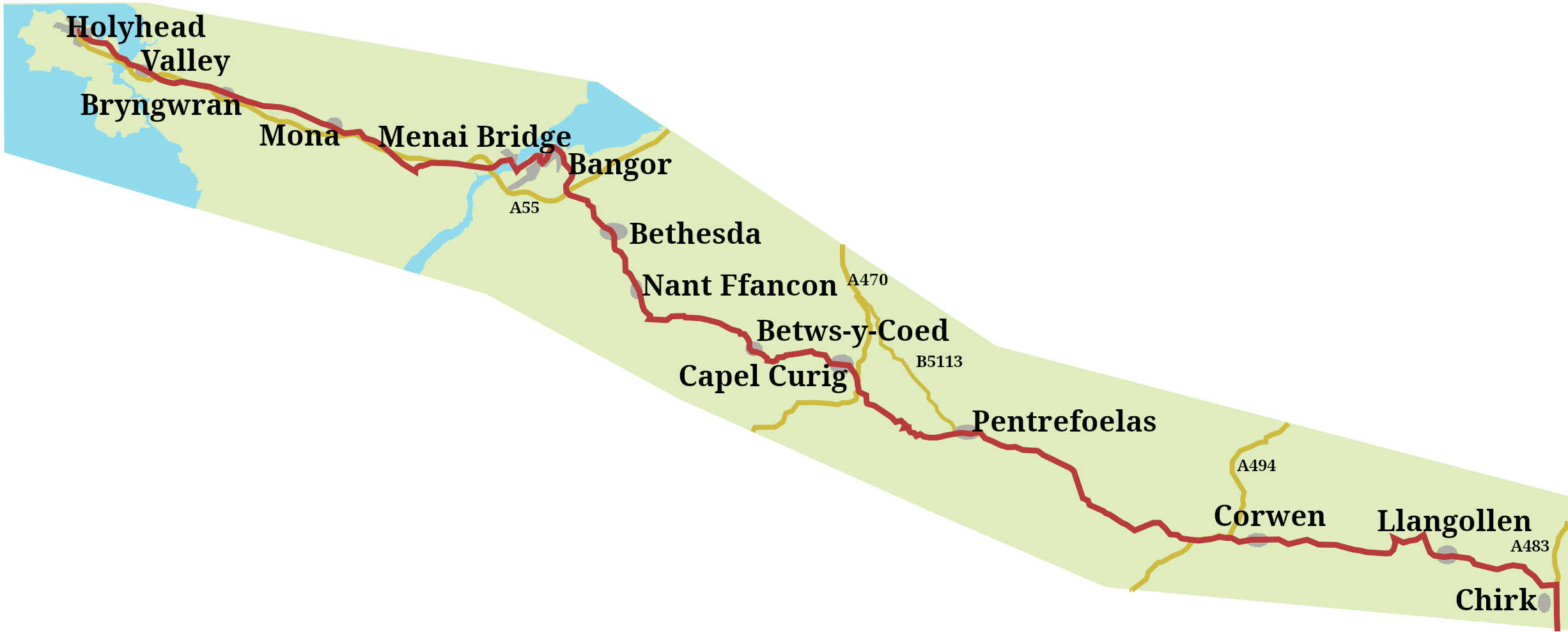 A History of the A5 in Wales
